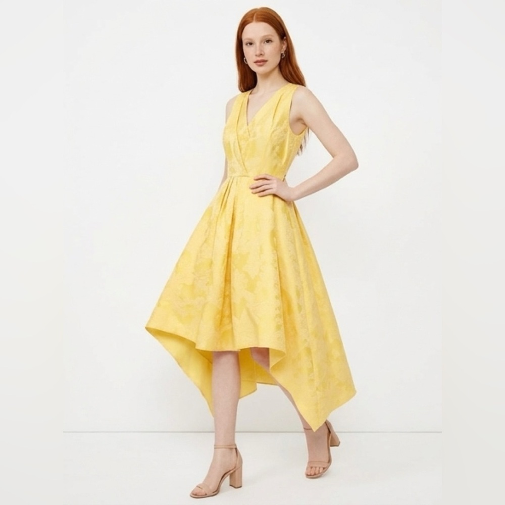 KAY UNGER YELLOW ASYMMETRICAL DRESS,  SIZE 10
